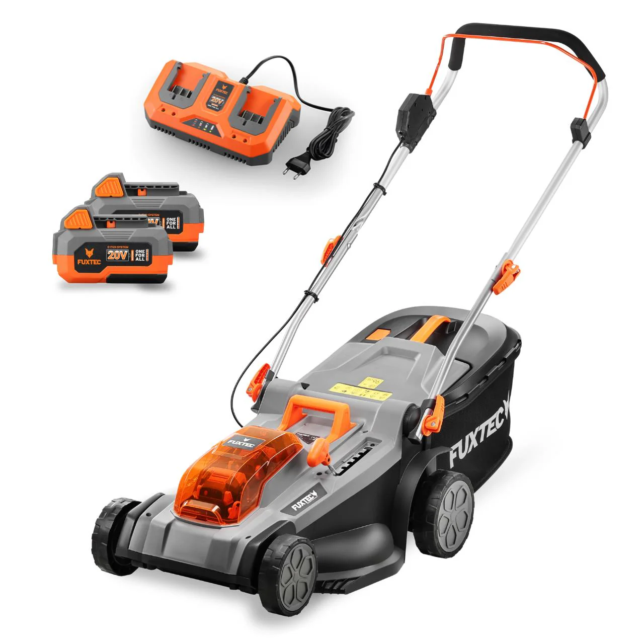 Cortacésped a batería 40V FUXTEC FX-E2RM37 - Set con 2 baterías de 4Ah y cargador dual de 2,4A
