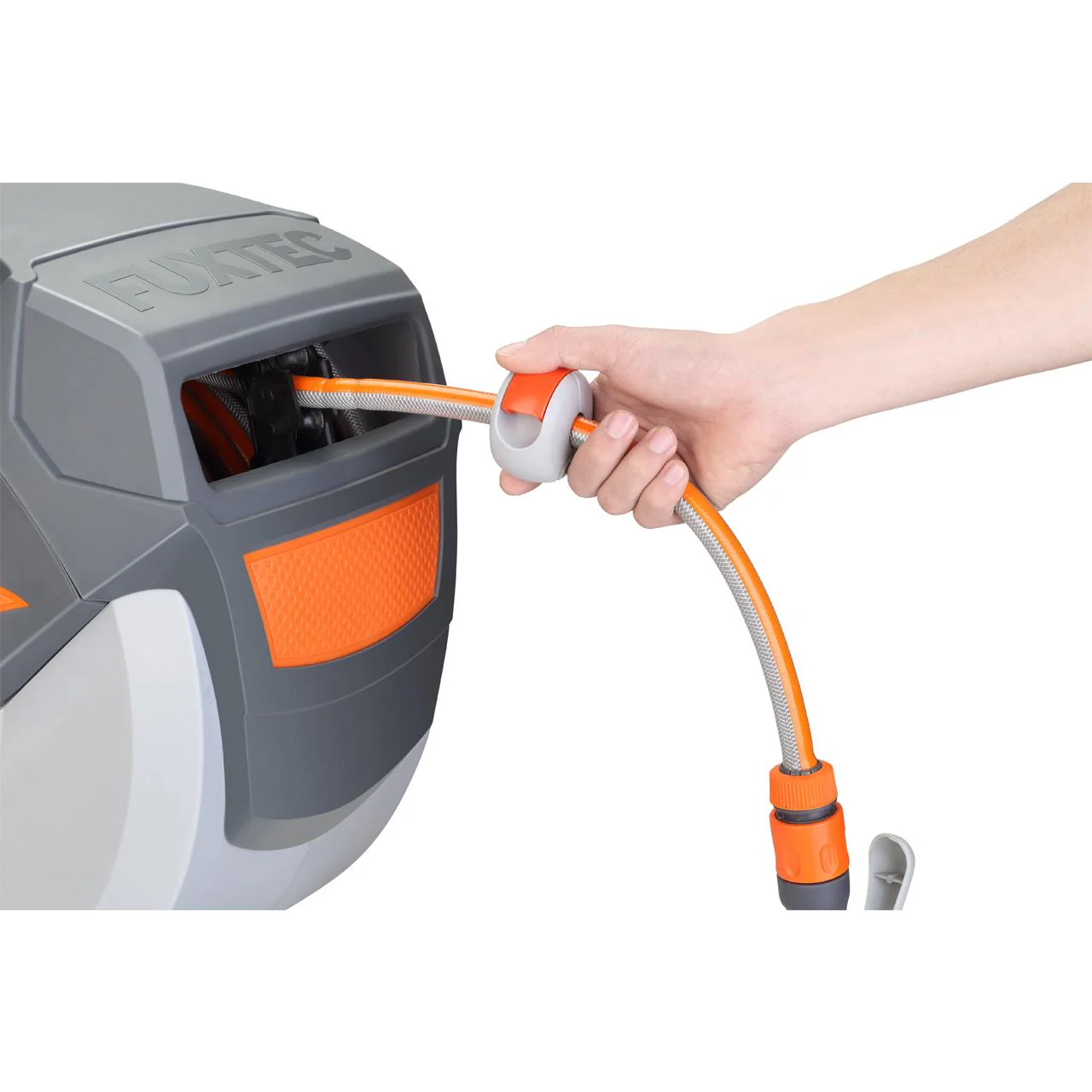 Carrete automático de manguera para pared FUXTEC FX-WSA30 de 30 m con "EASY FIX" para facilitar el riego. - Image 4