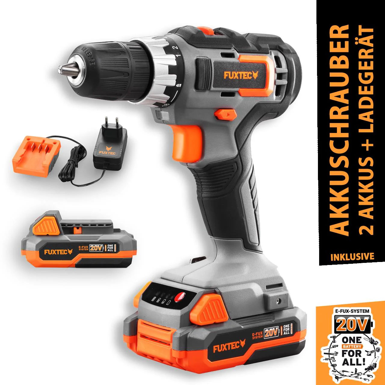 B-WARE FUXTEC 20V atornillador a batería FX-E1BS20 SET con 2 x batería 2Ah, 1 x cargador 1A