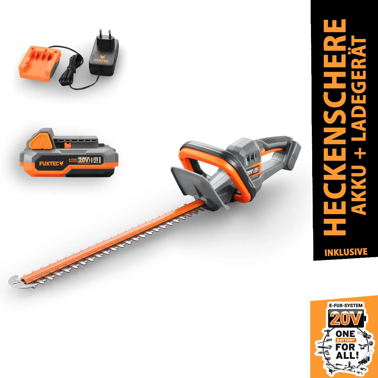 B-WARE FUXTEC Cortasetos a batería de 20V FX-E1HS20 - Kit Incl. batería y Cargador