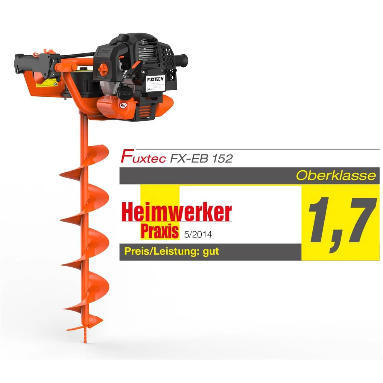 B-WARE FUXTEC FX-EB152 Taladro de Tierra Ahoyador, 3CV, 52CC - con 3 Brocas de 100/150/200mm - Image 2