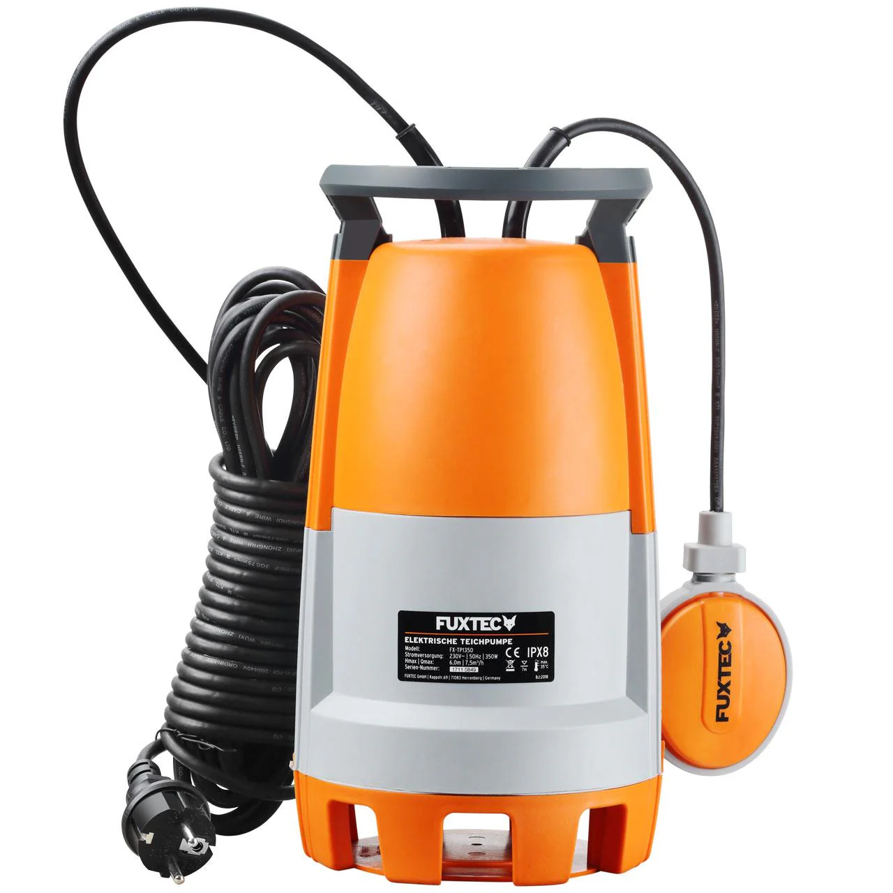 B-WARE Bomba sumergible de aguas residuales FUXTEC FX-TP1350 350 watts, máx. 7500 l/h - Image 5