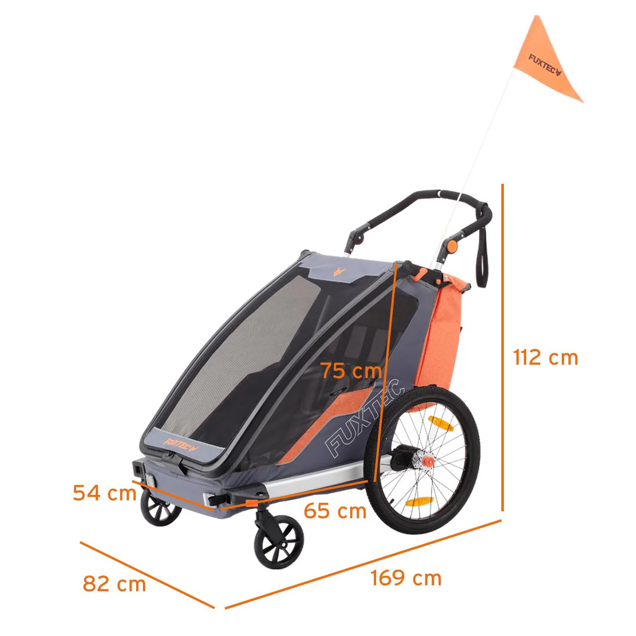 FUXTEC remolque para bicicletas/jogger FX-FA1-SET-GRAY con rueda jogger - Image 8